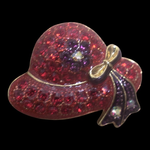 VTG Red Hat Society Jewelry Collection 8 Pieces Brooches, Earrings, Charm Watch - Picture 7 of 16